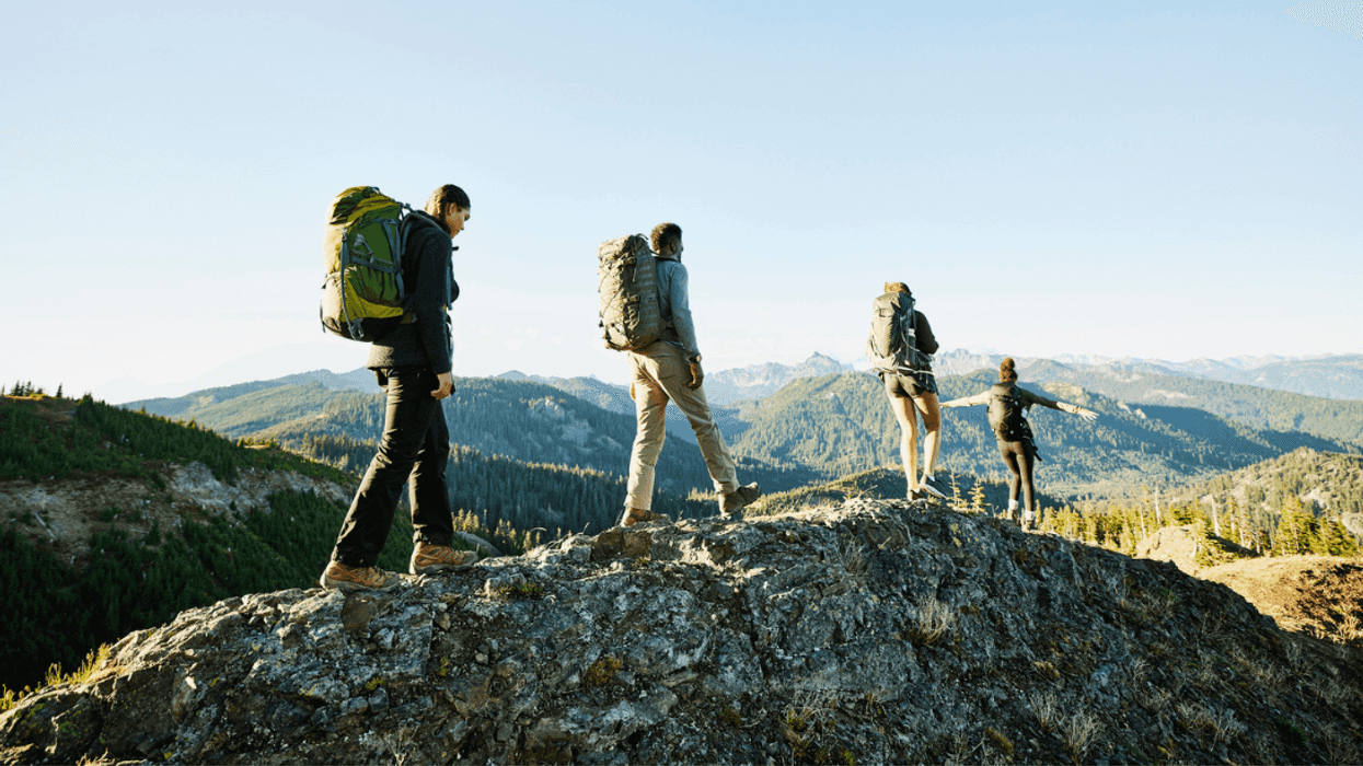 A group of people hiking.