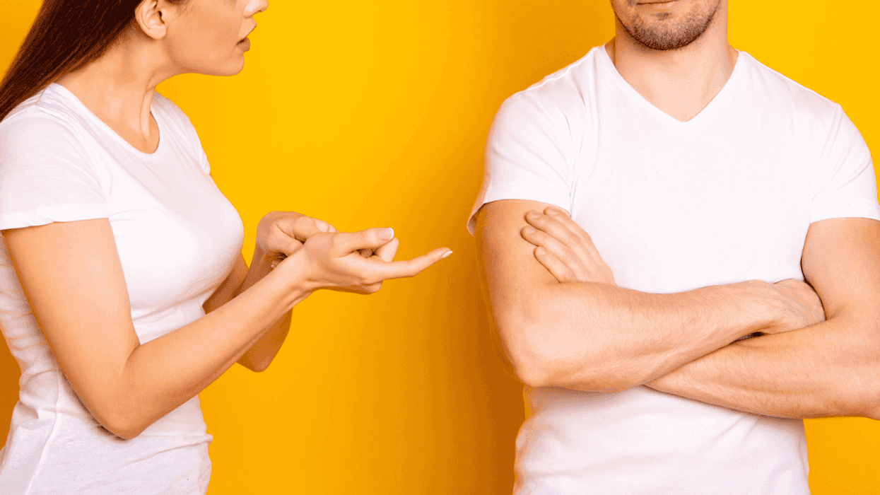 Adult brother and sister arguing about wedding plans