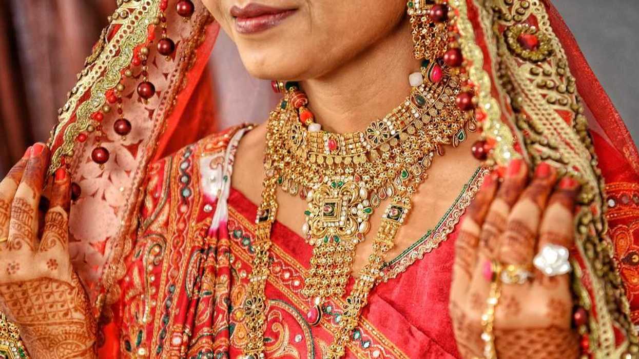 An Indian bride in her dress
