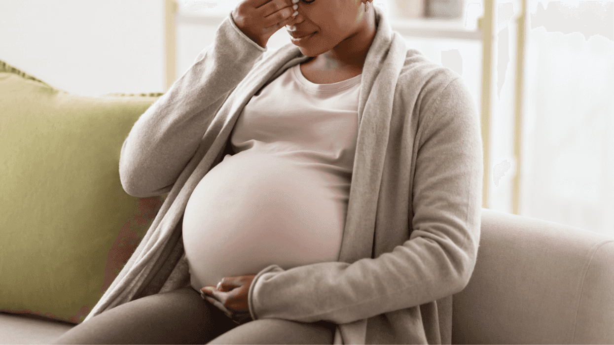 An upset pregnant woman