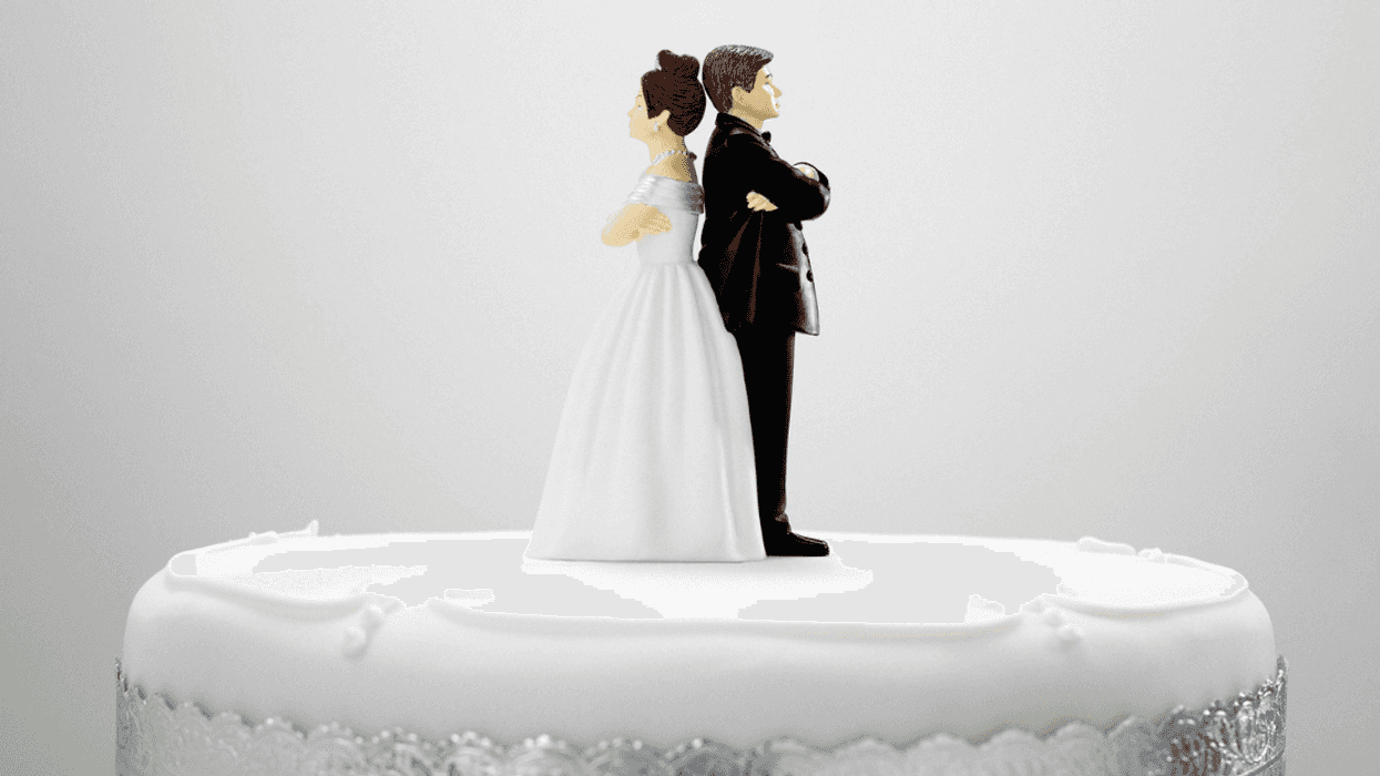 Angry bride and groom