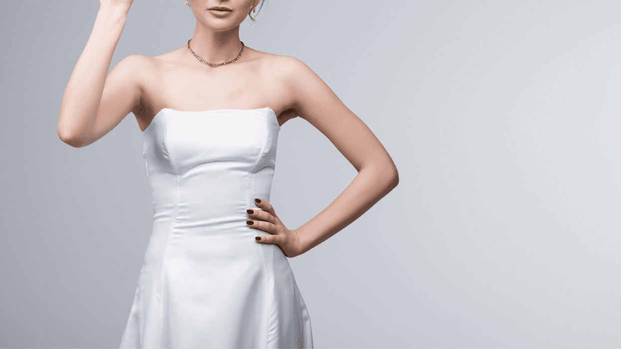 angry bride in a white dress