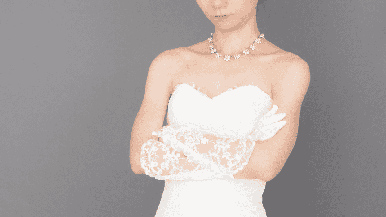 Angry bride with her arms crossed