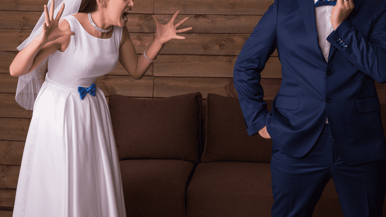 angry bride yelling at groom