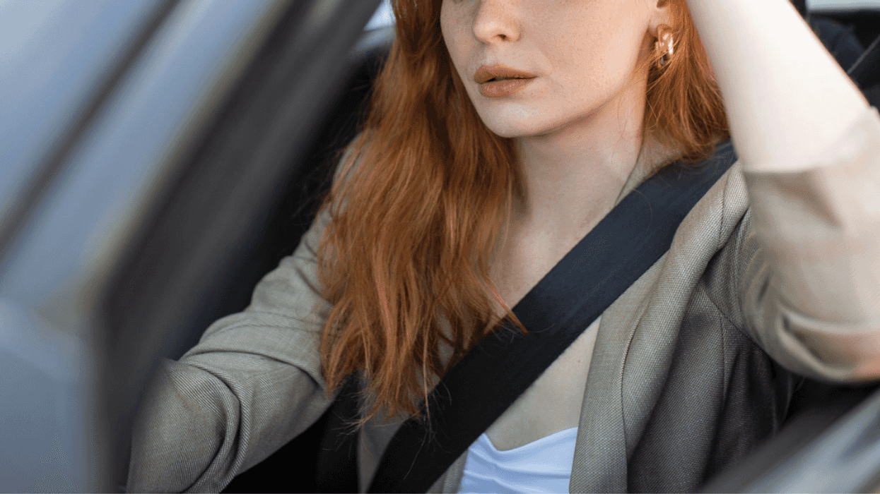 Angry woman in a car