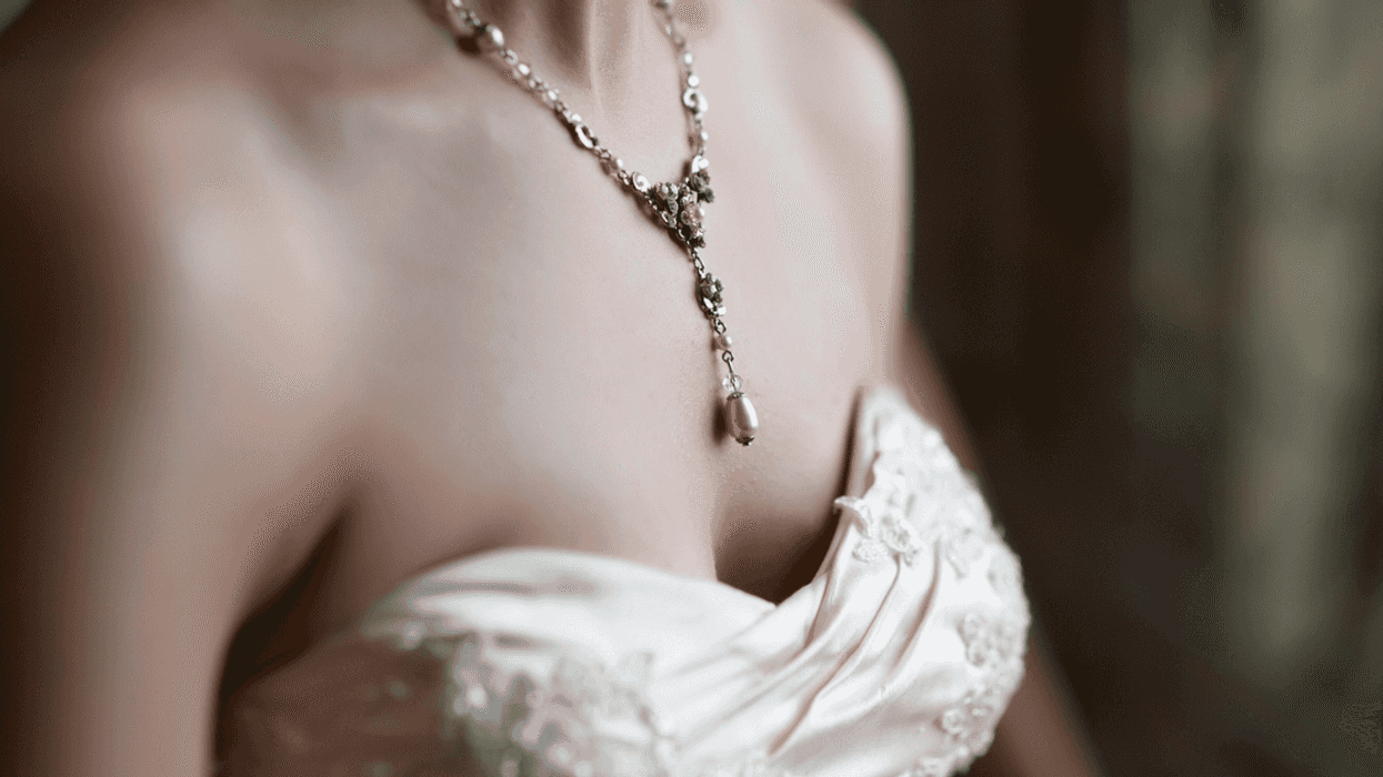 Bride wearing marital necklace