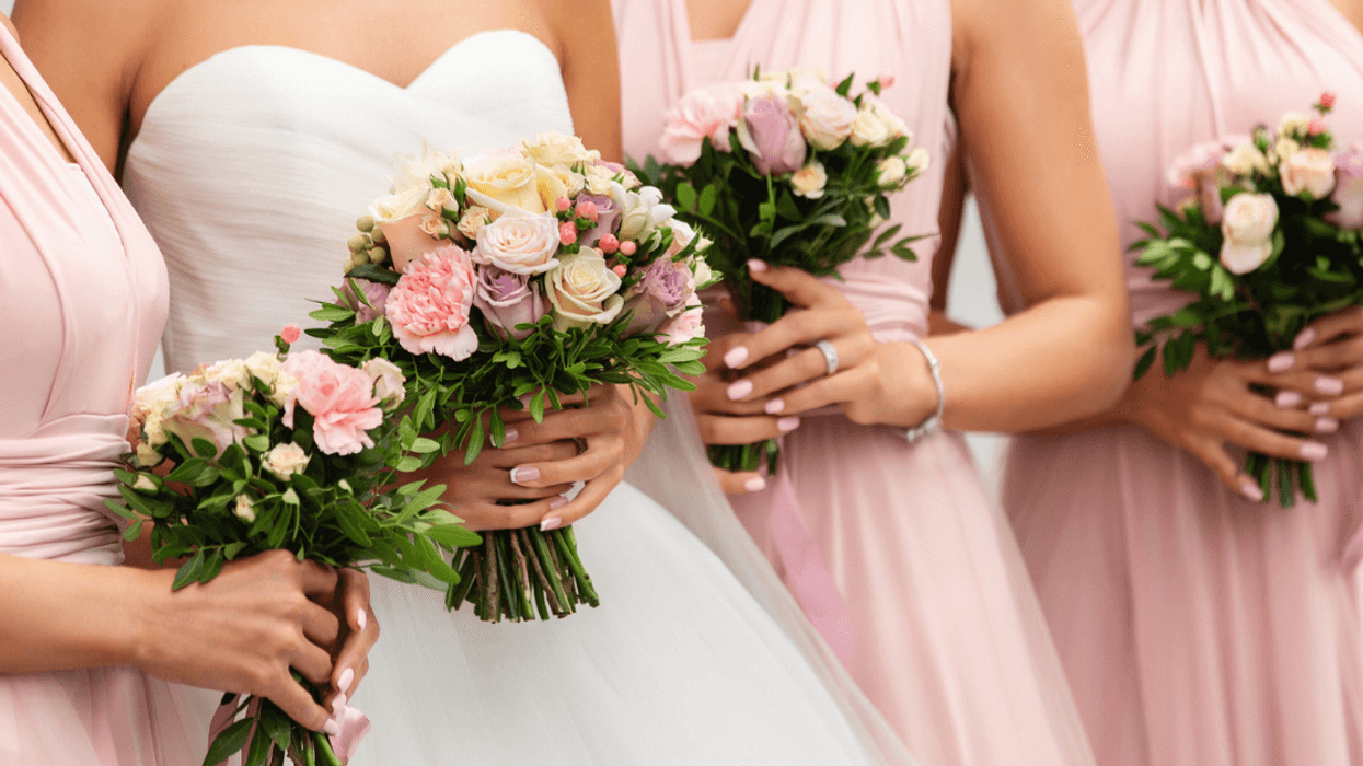 Bride with bridesmaids