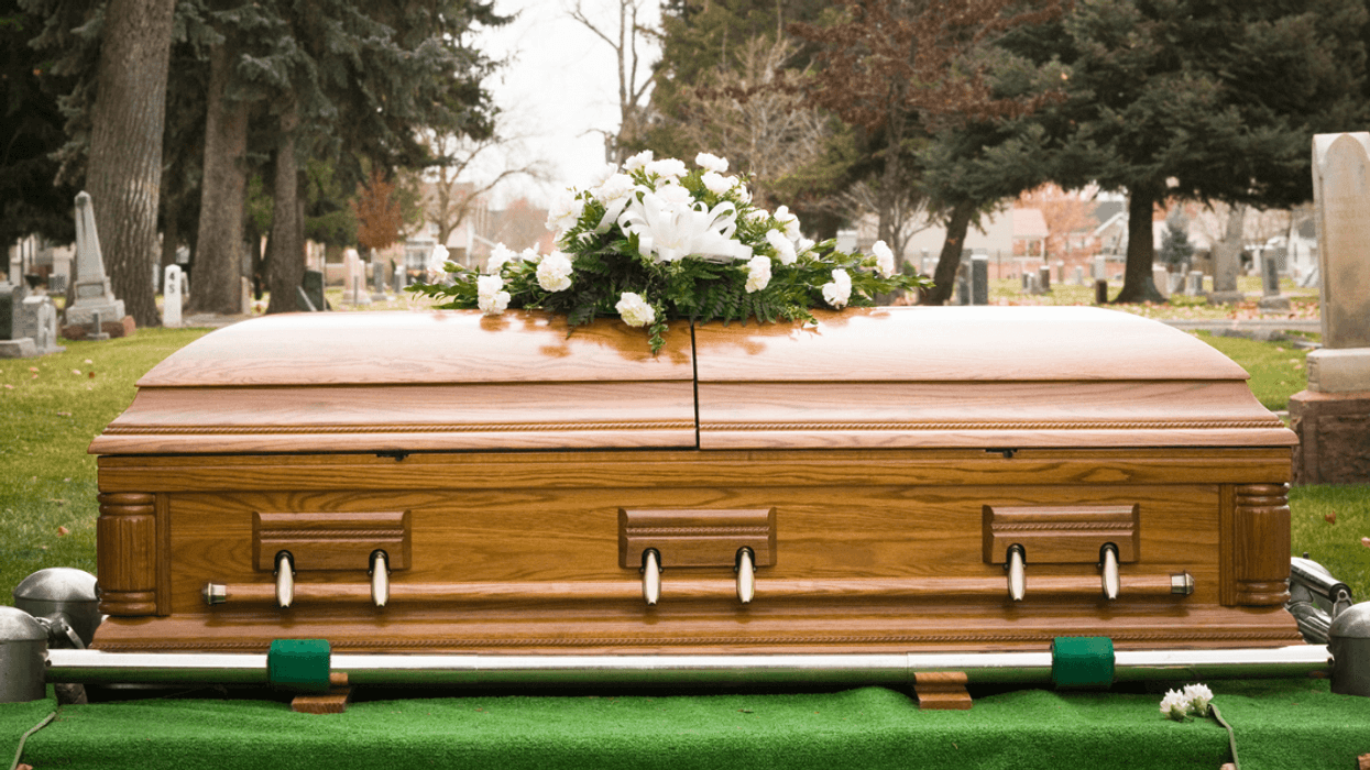 casket at a funeral