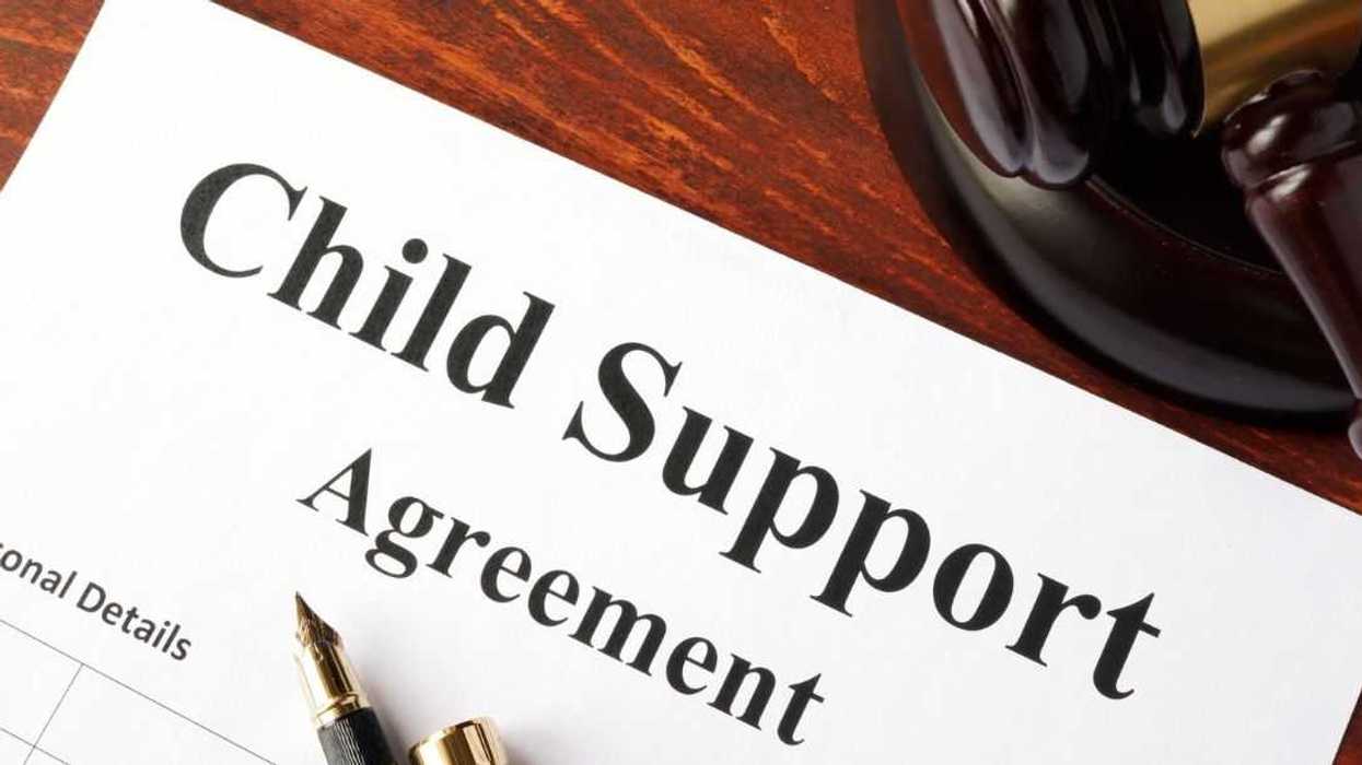 Child support agreement on an office table.