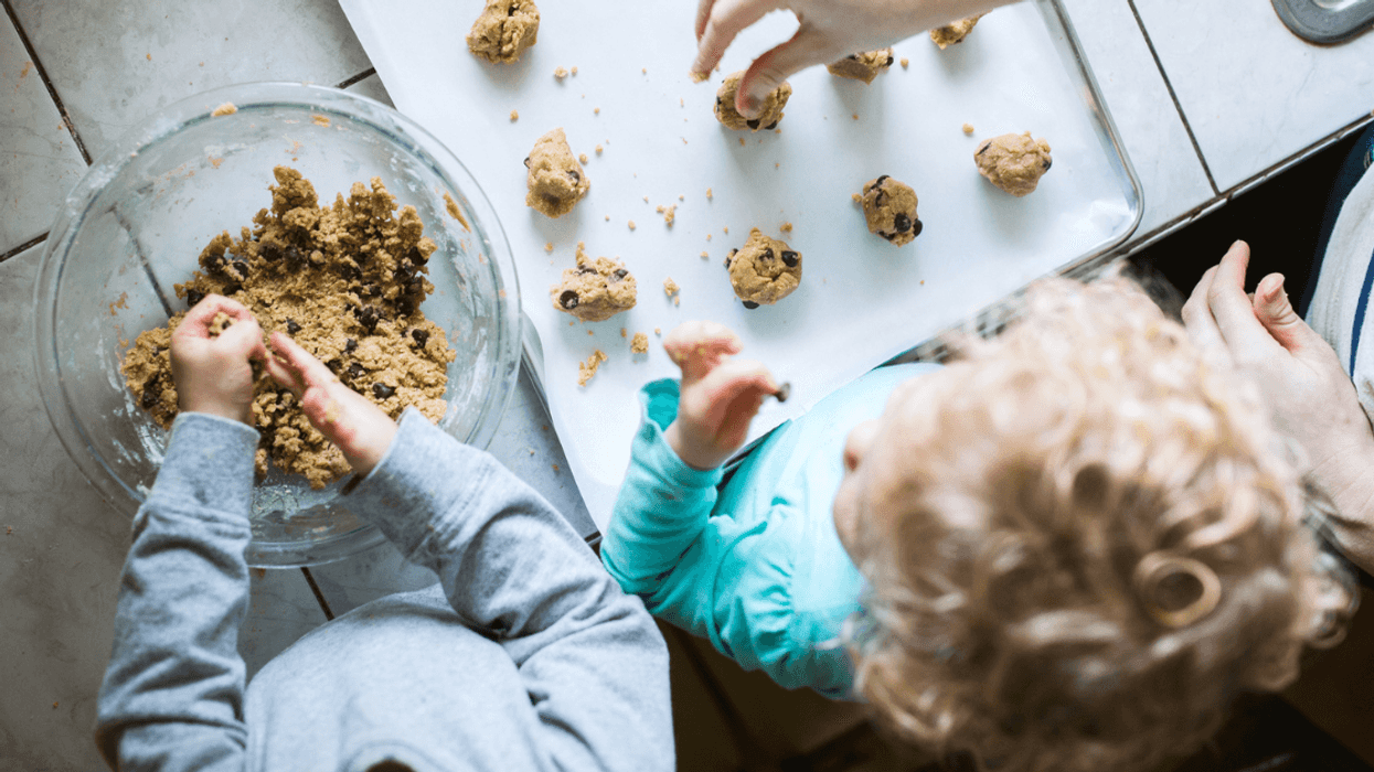 children help make cookies