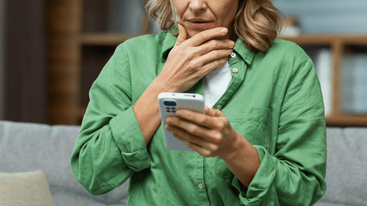 Concerned woman on phone