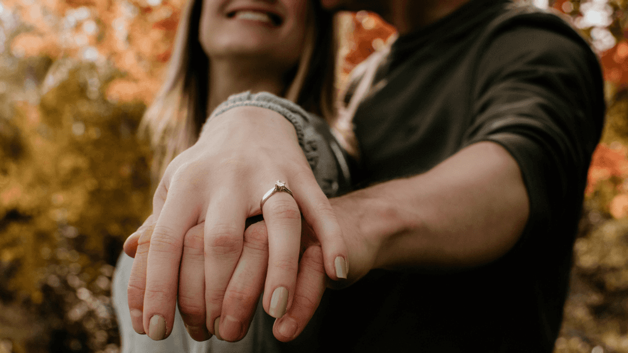 Couple announcing their engagement