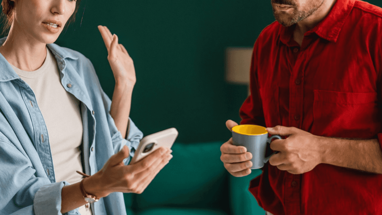 Couple arguing about phone