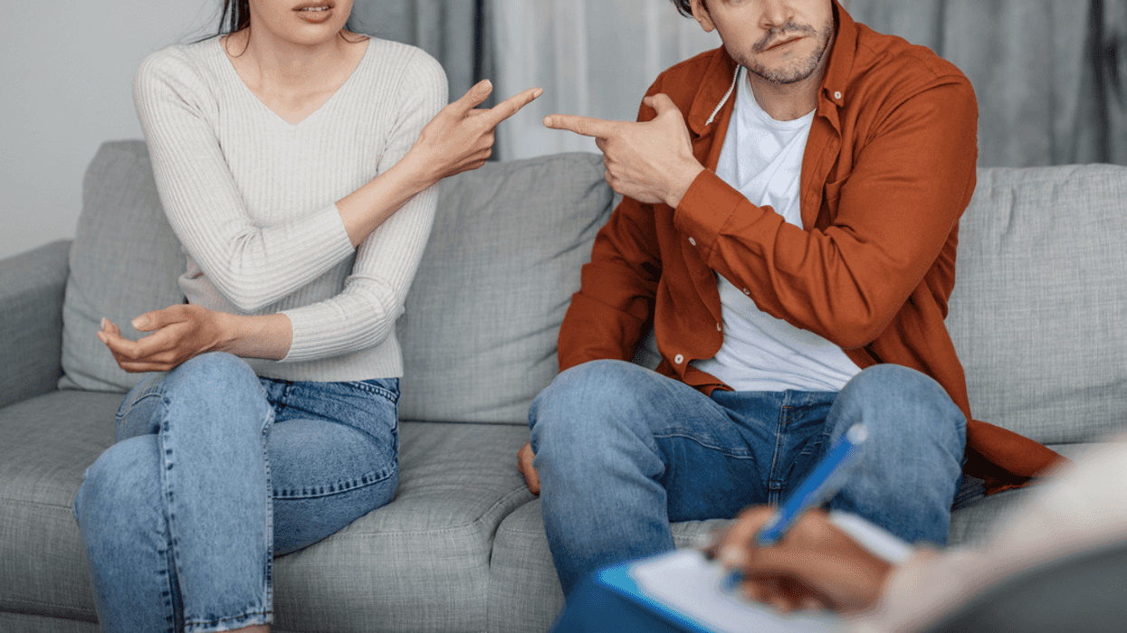 Couple arguing during therapy session