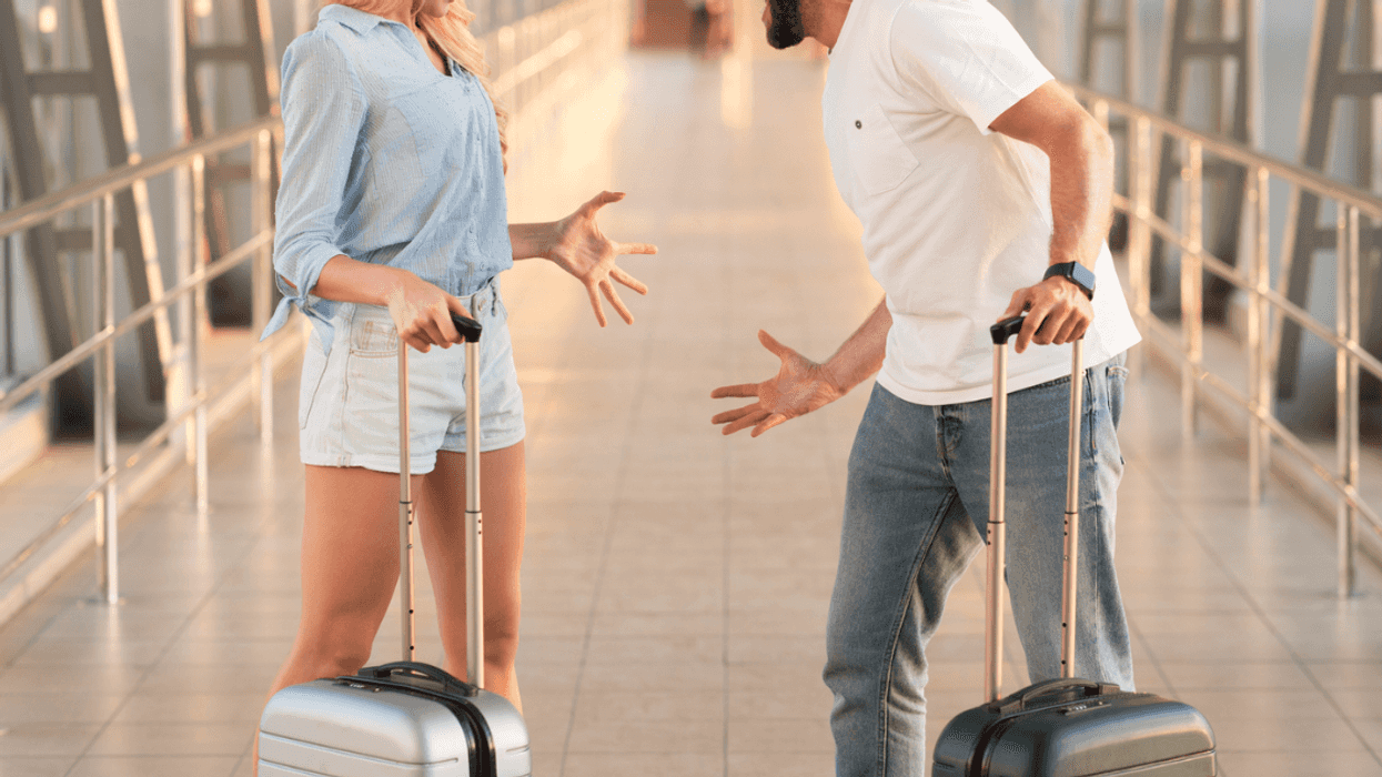 couple arguing in airport