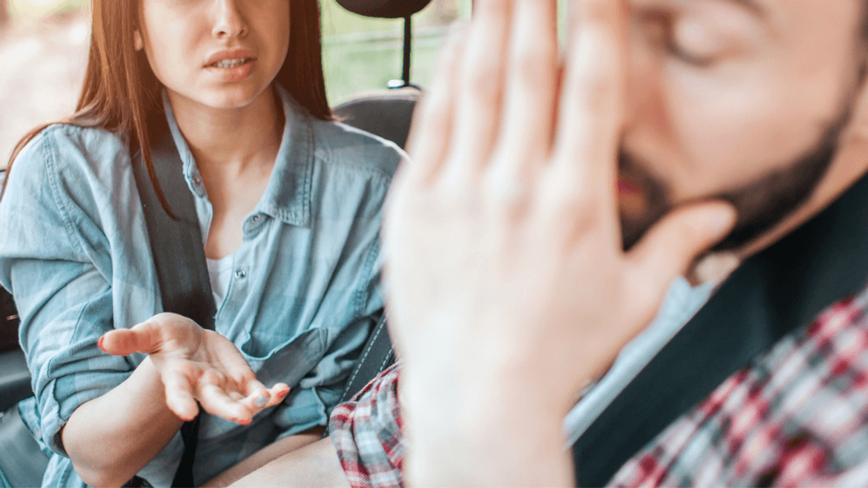 Couple arguing in car