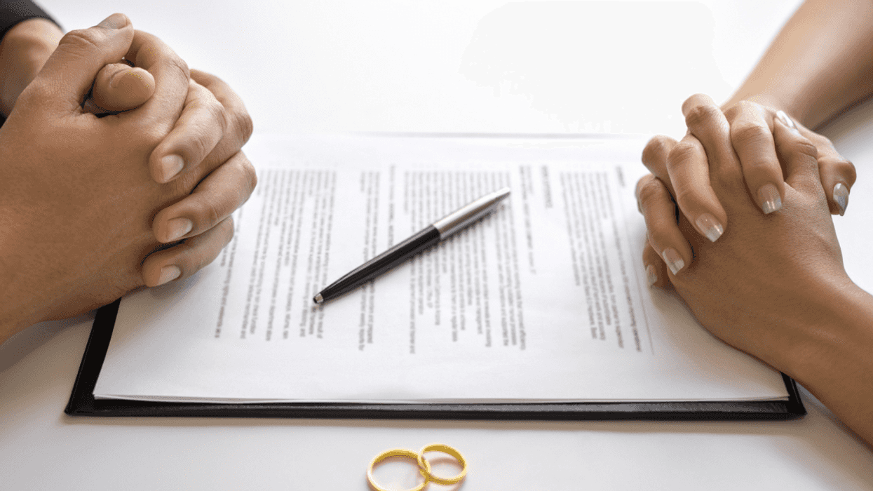 Couple going over alimony paperwork