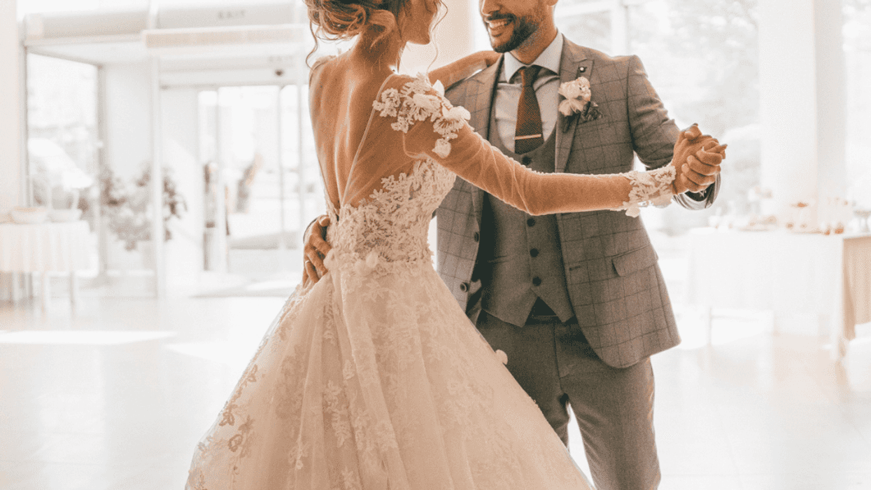 Couple having first wedding dance