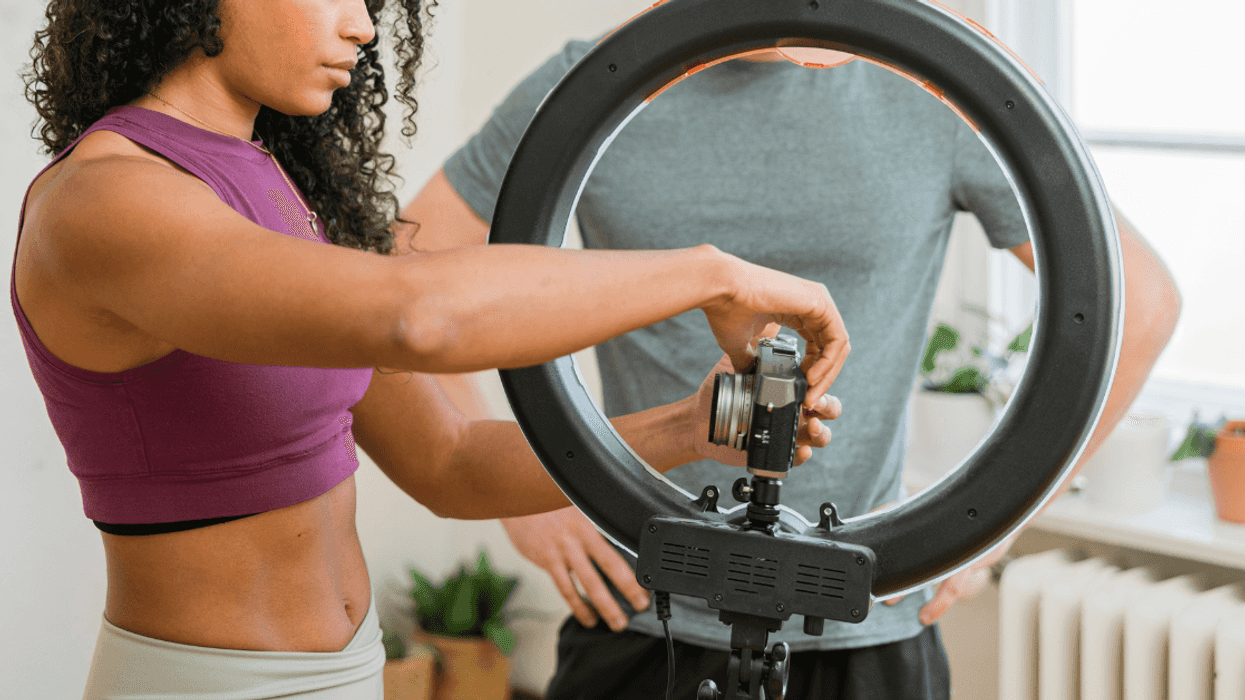 couple setting up video camera