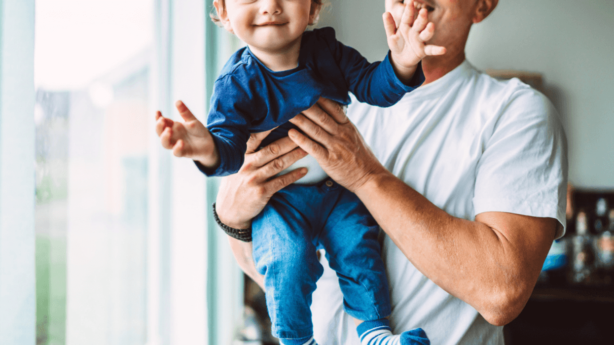 Dad and young son
