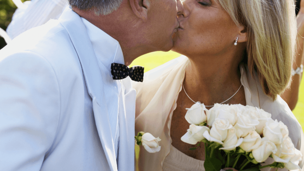 Elderly couple on their wedding day