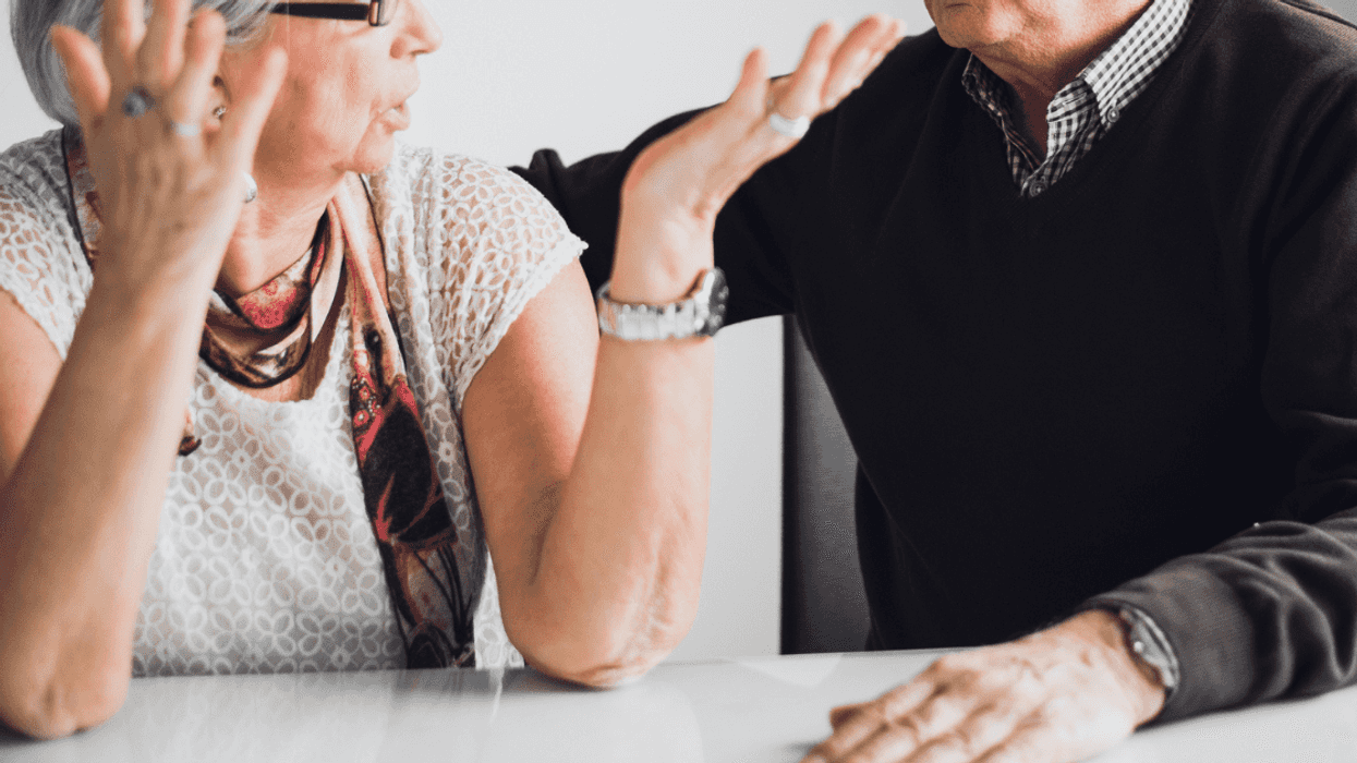 Elderly ex-couple arguing