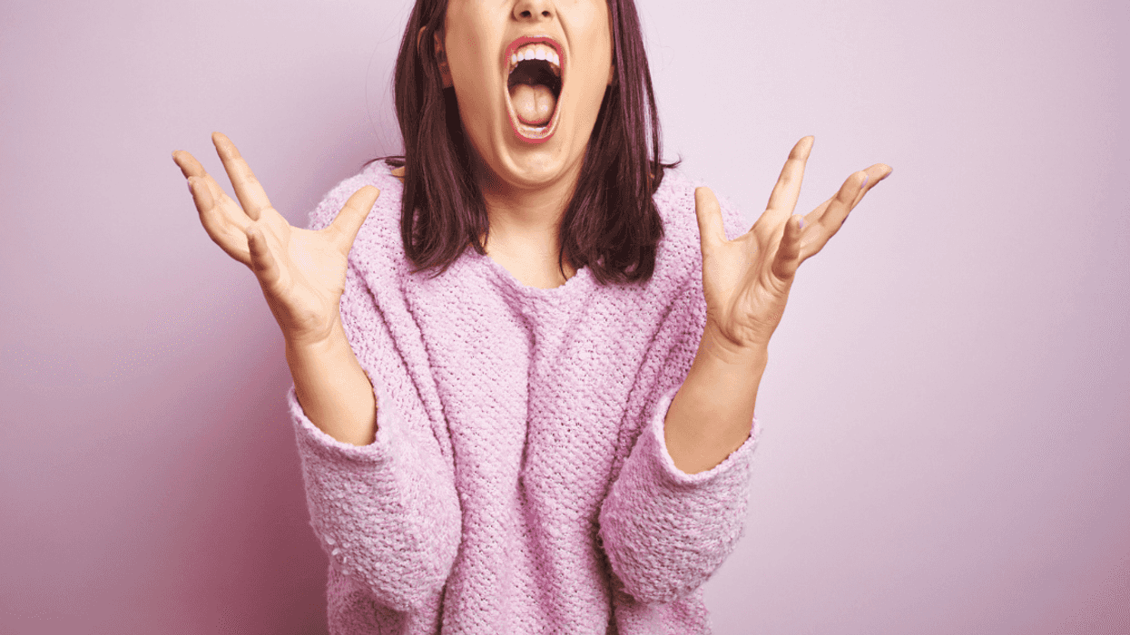 Enraged woman screaming