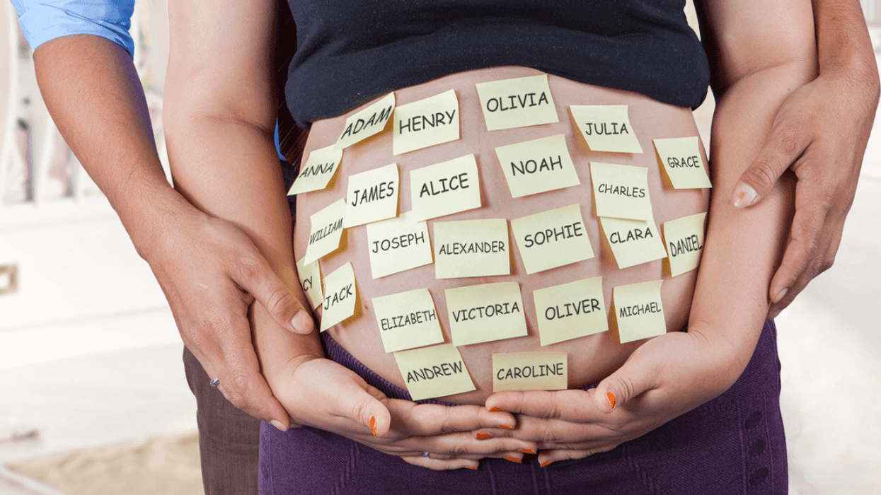 Expecting couple choosing a baby name