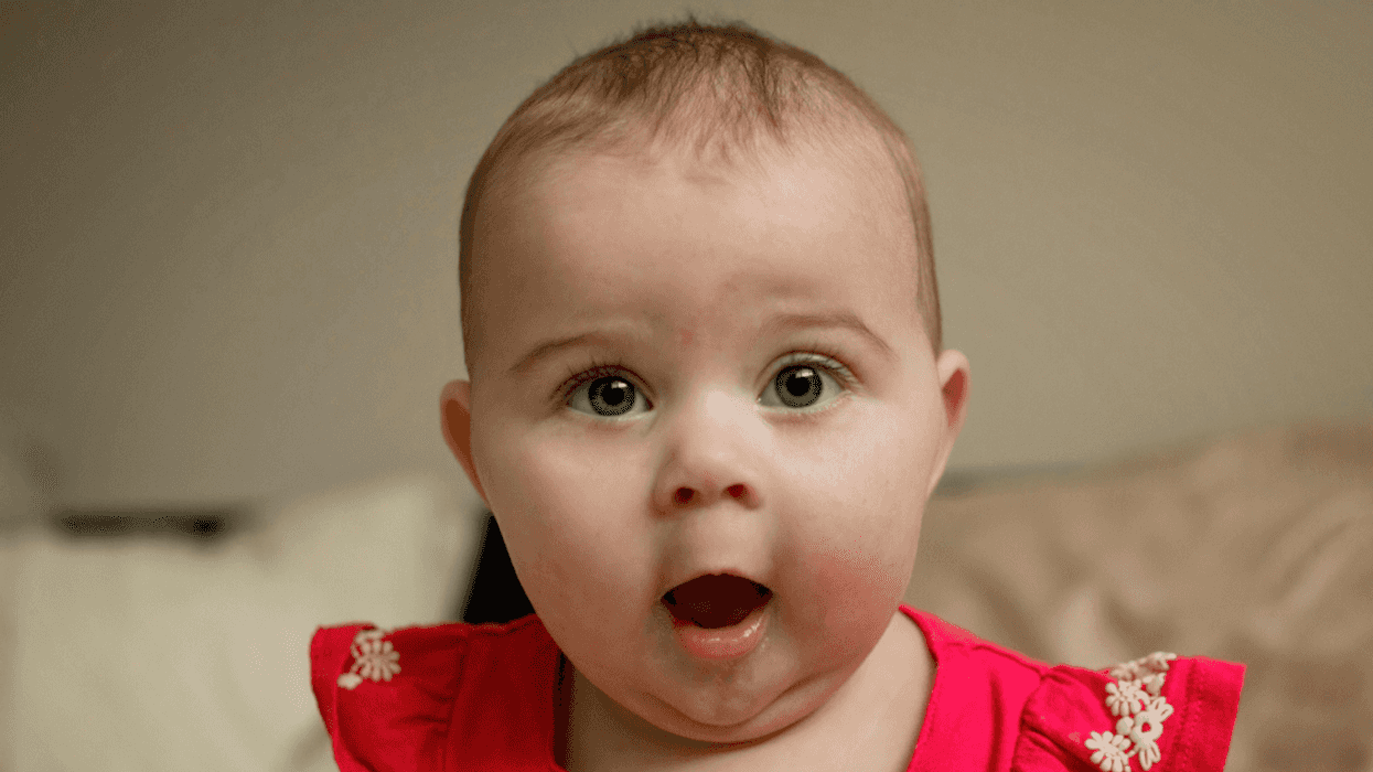 face of surprised baby