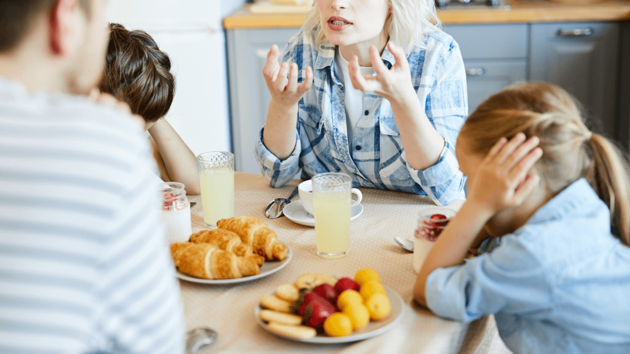 Family arguing during dinner