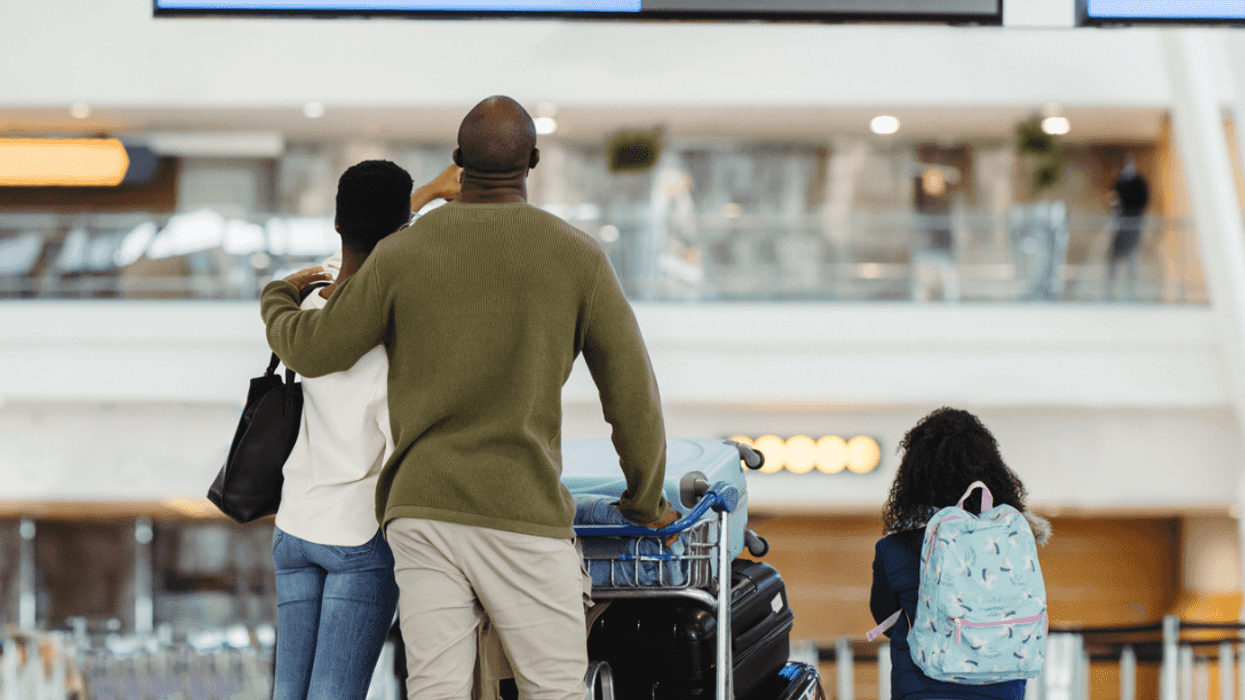 Family together at airport