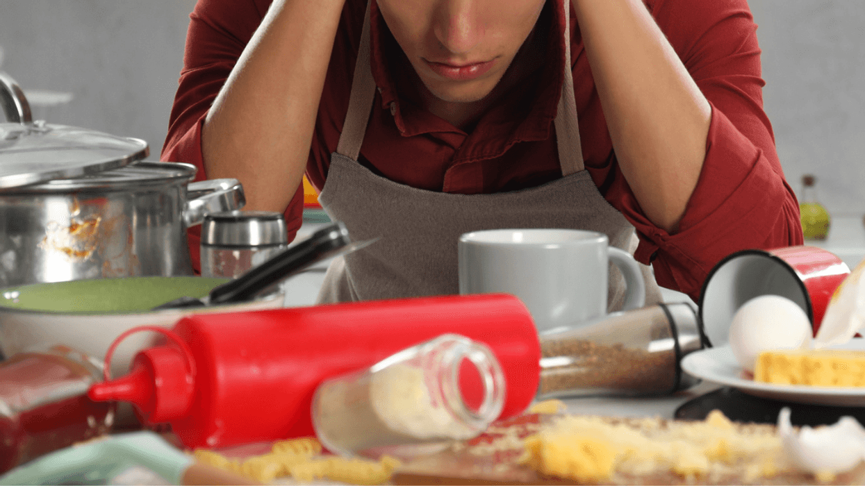 Frustrated guy trying to clean