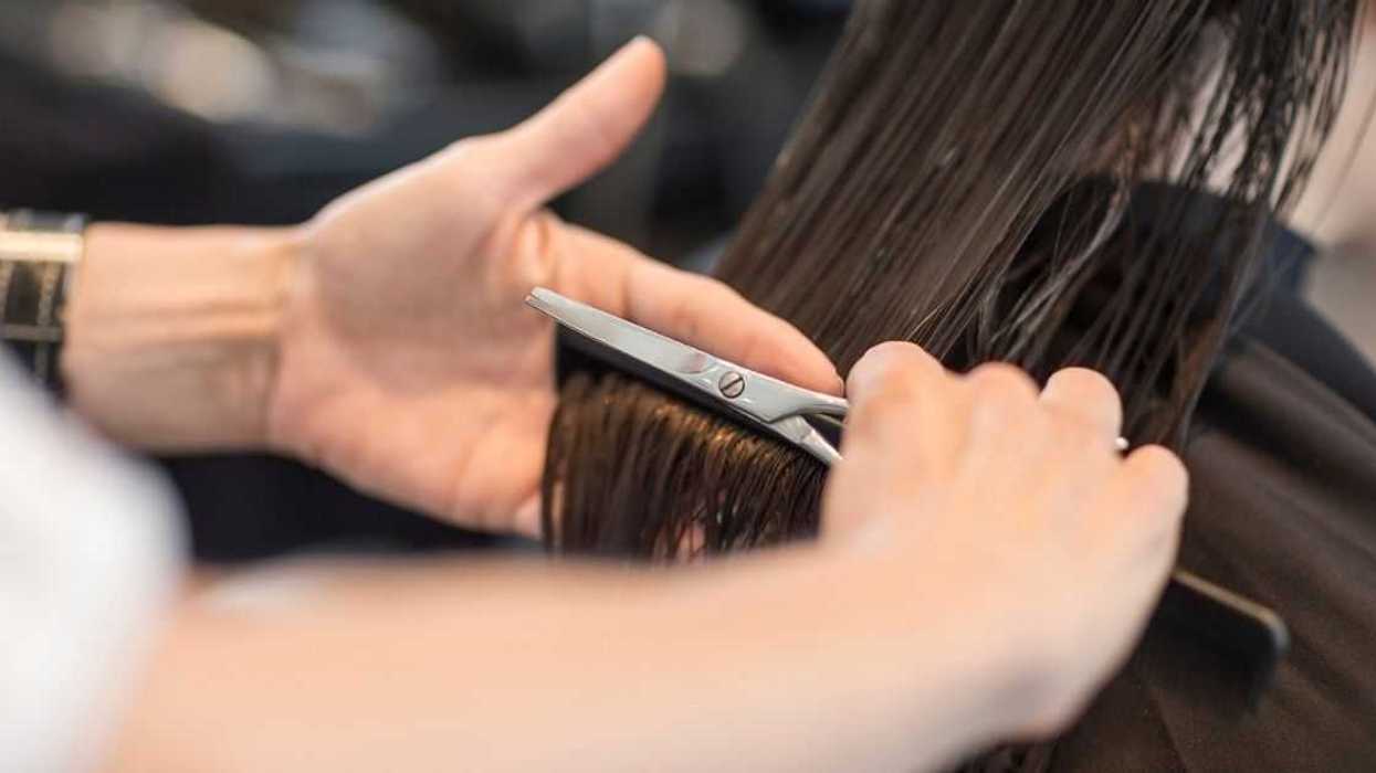 girl getting hair cut