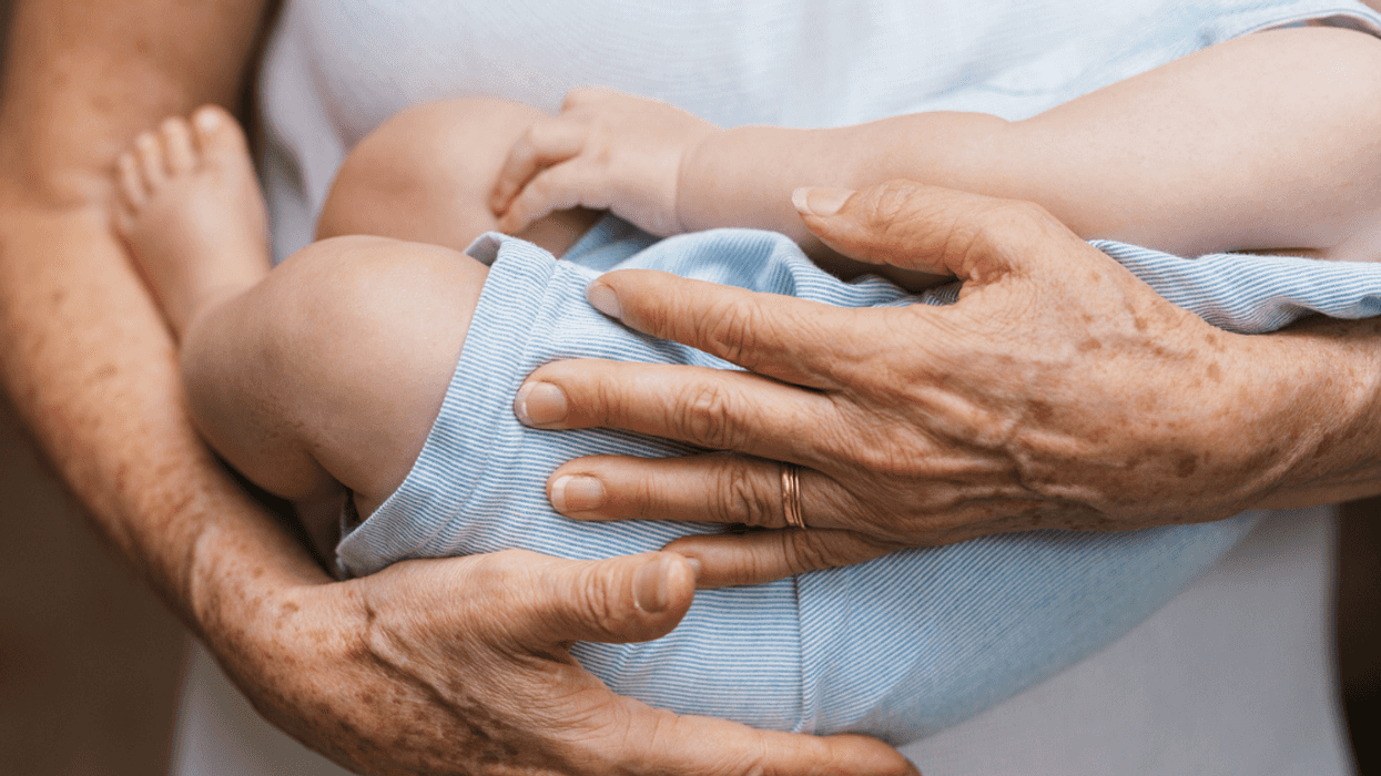 Grandmother holding baby