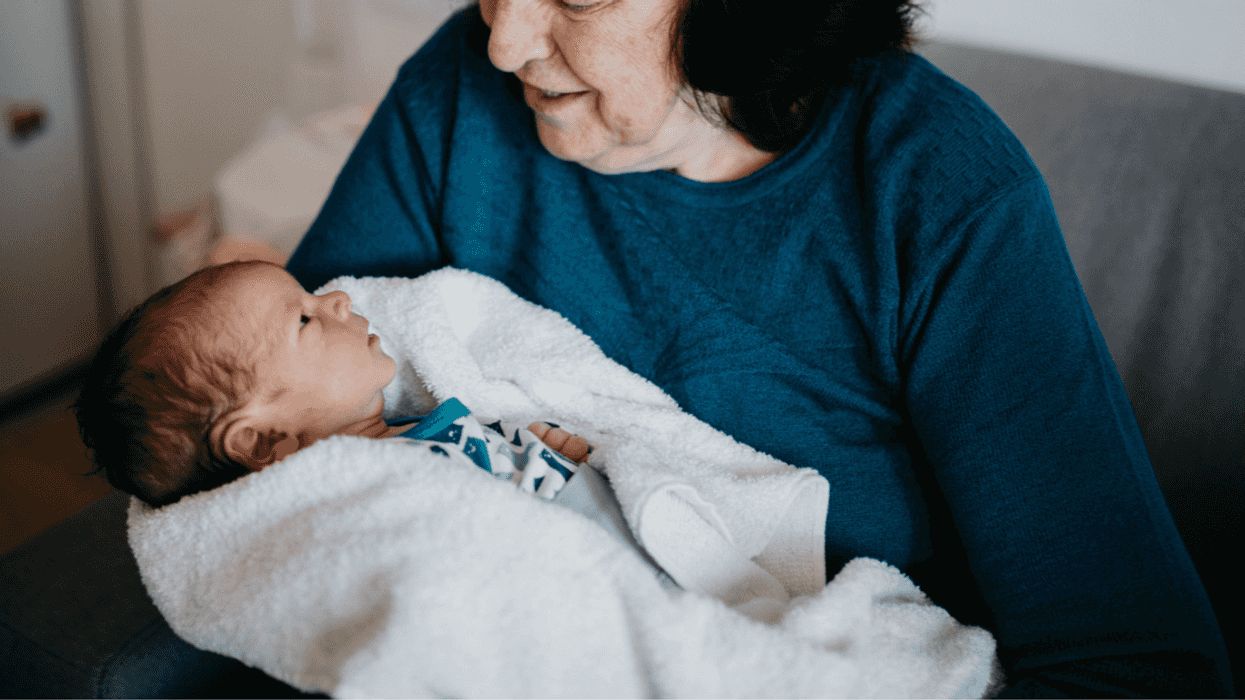Grandmother with newborn grandbaby