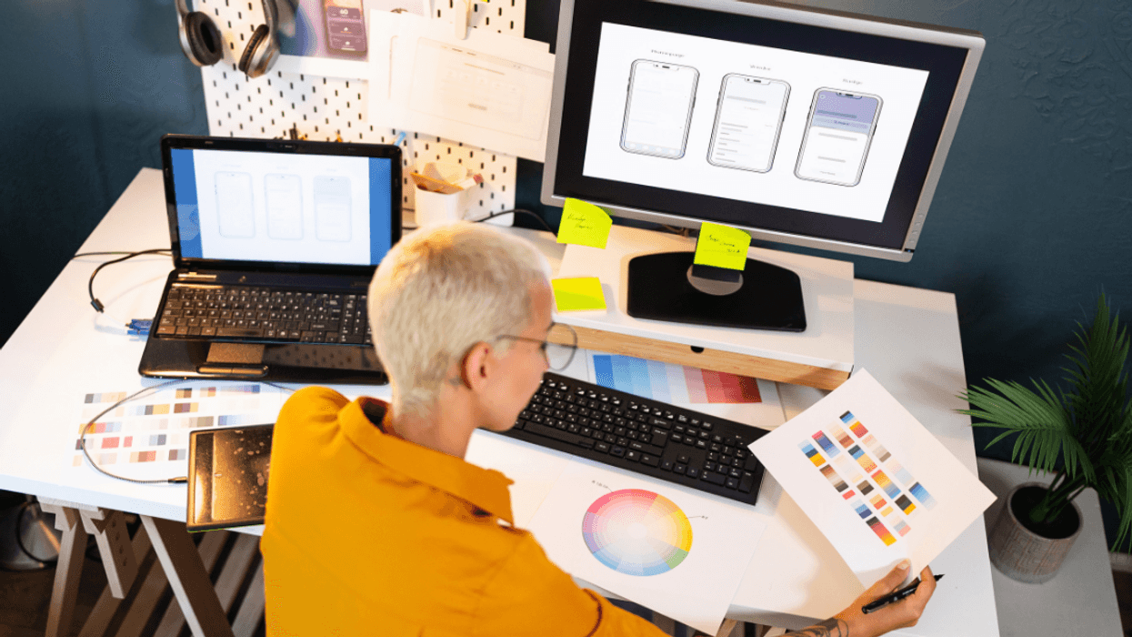 graphic designer at work in home office