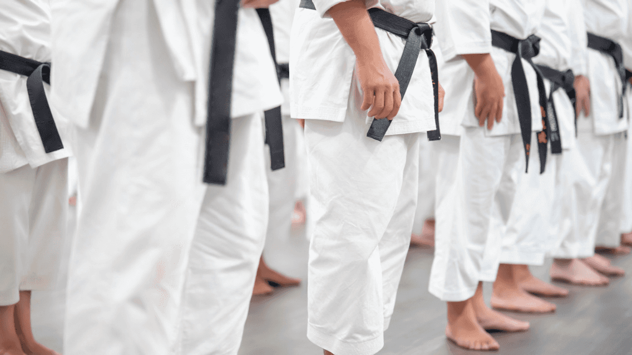 Group performing martial arts