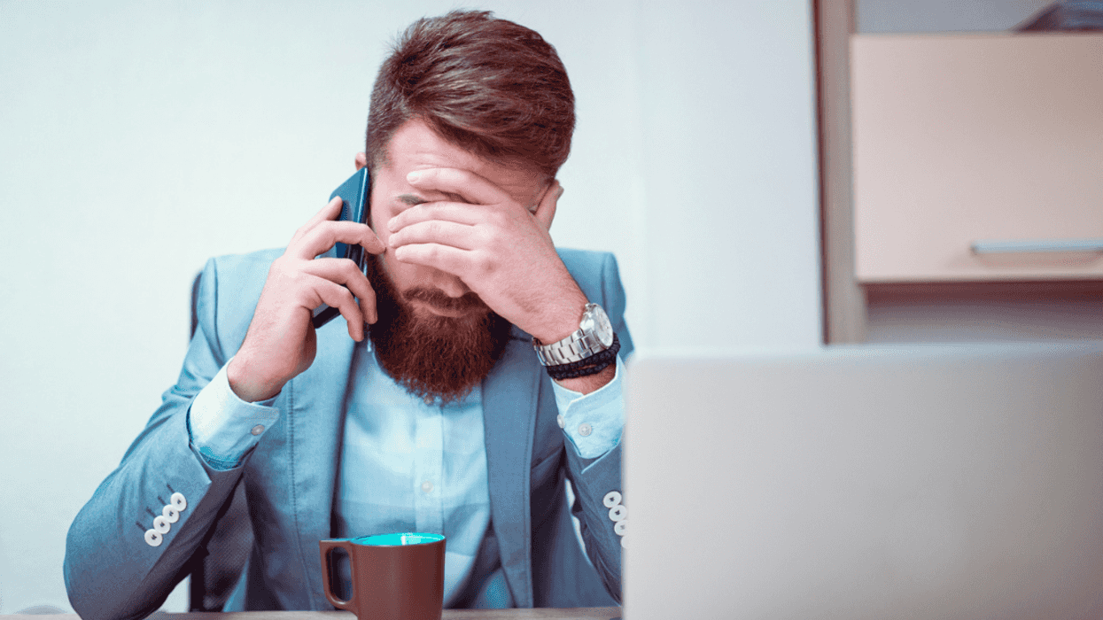 Guy embarrassed at work