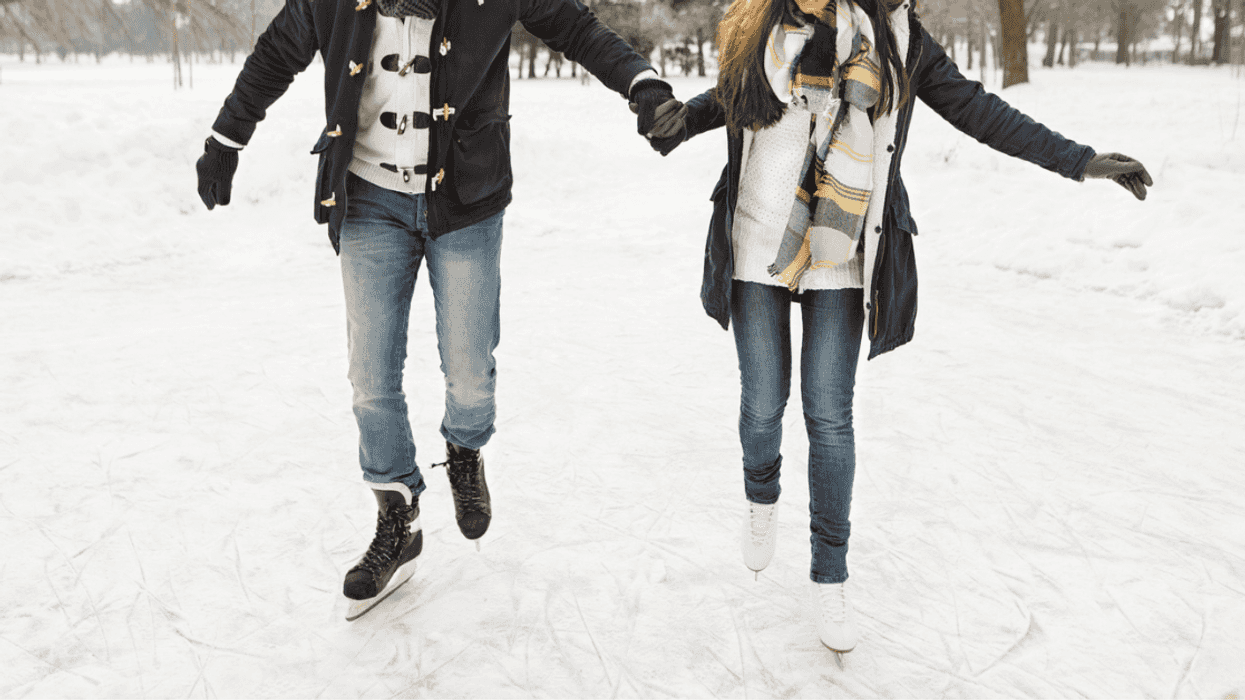 Ice skating couple