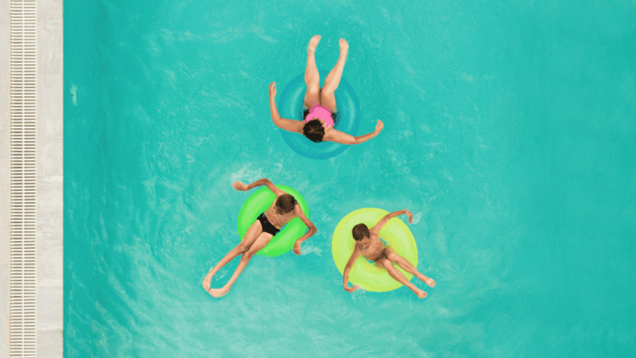 Kids playing in a pool