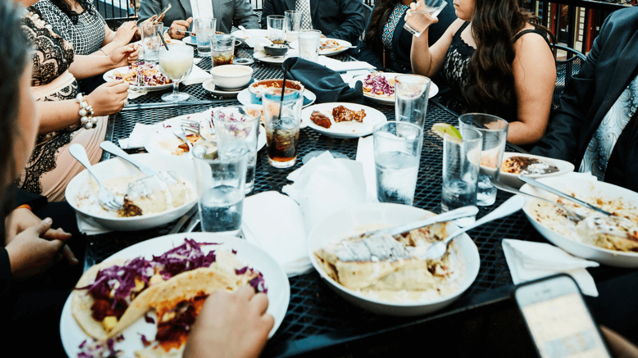 Large group of people at a restaurant