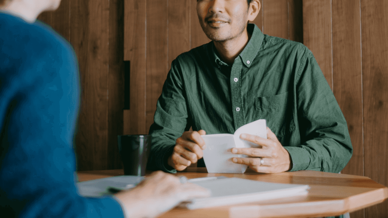 man and woman at table
