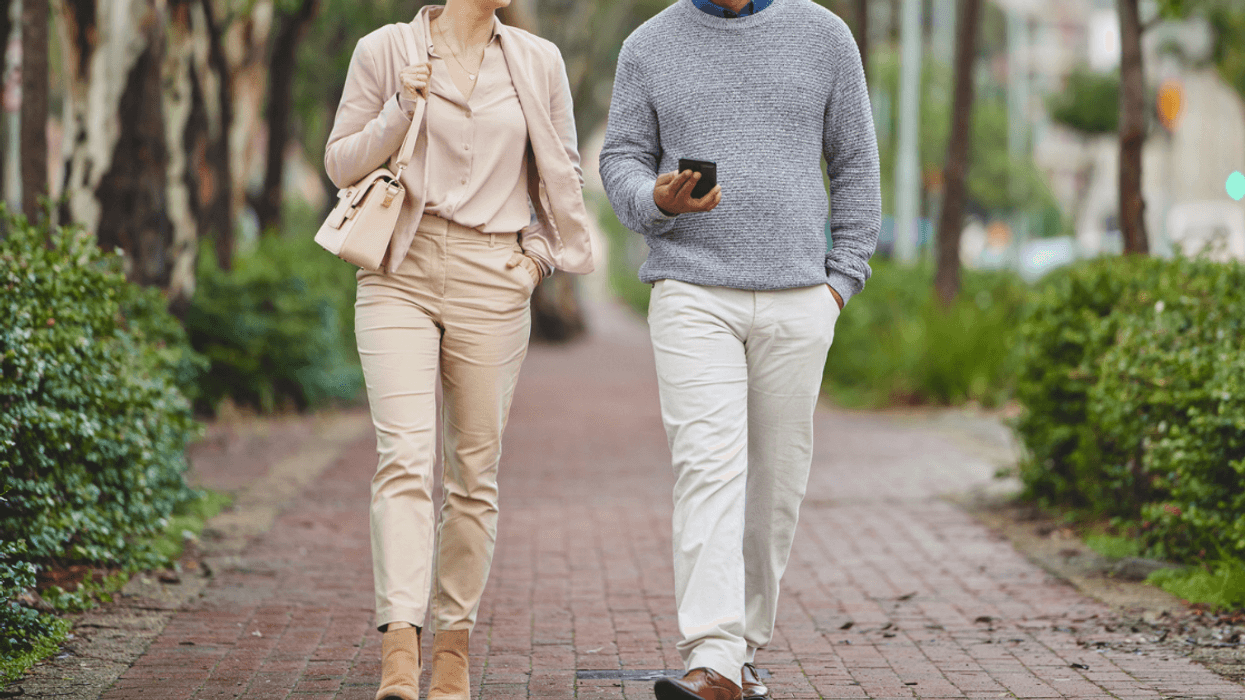 Man and woman walking
