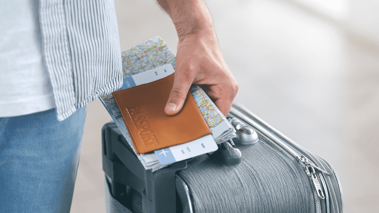 man going on international trip