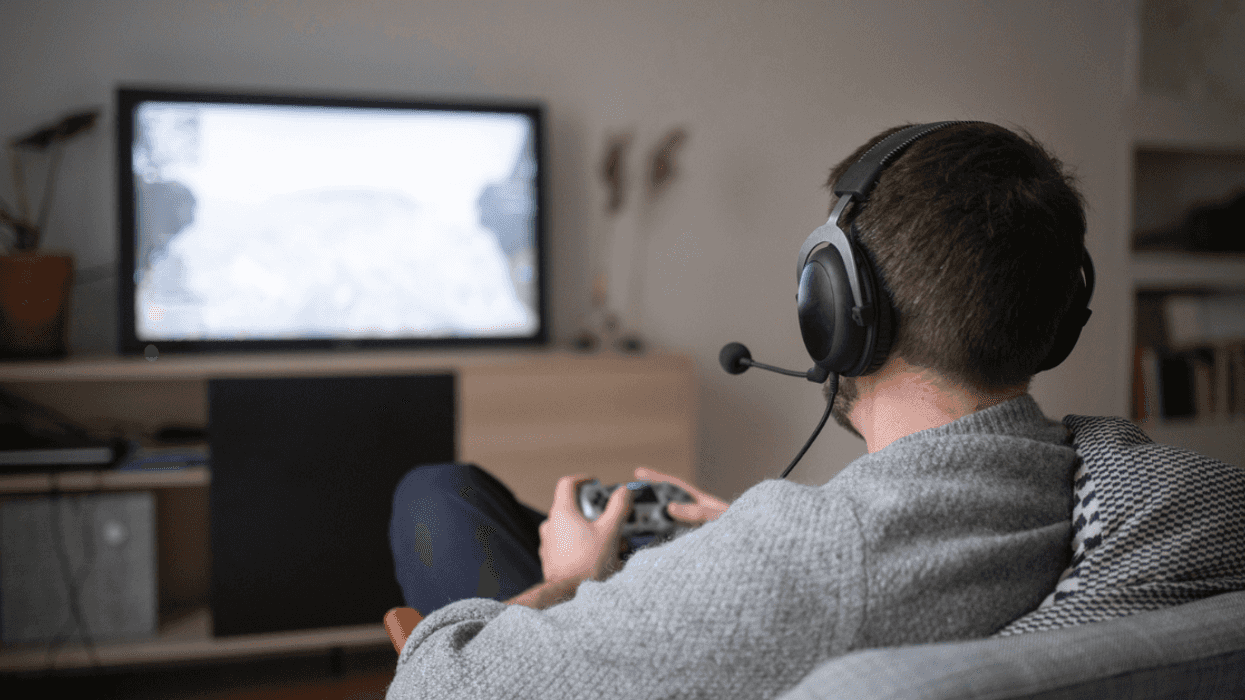 Man playing video games
