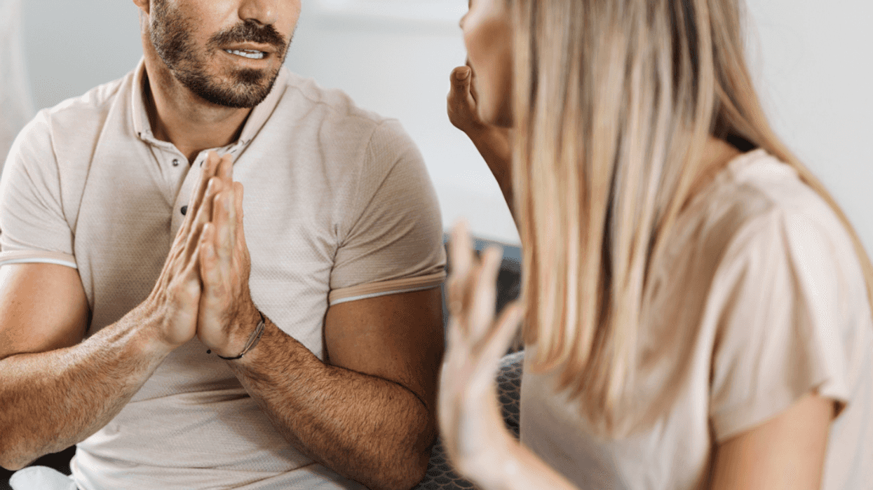 Man pleading with woman