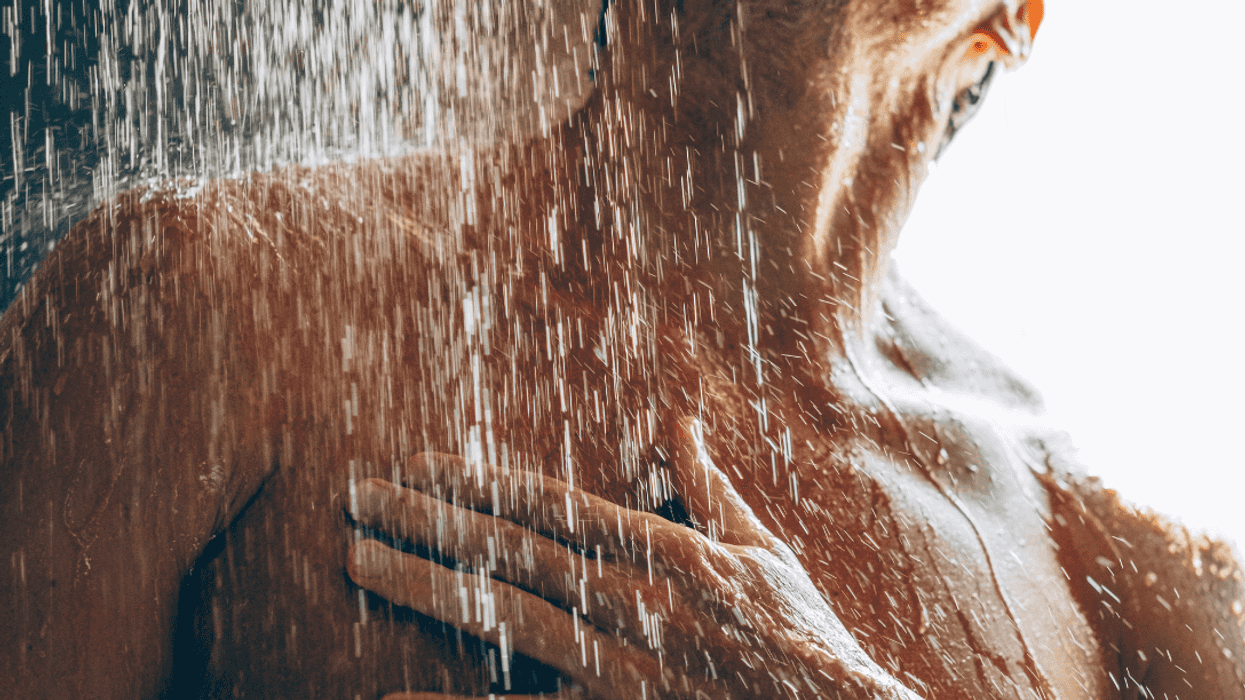 man showering