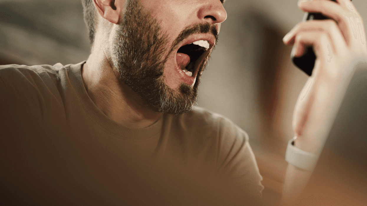 Man yelling at phone