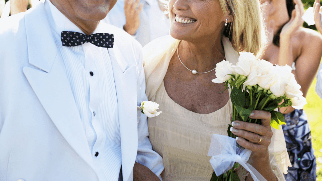mature bride and groom