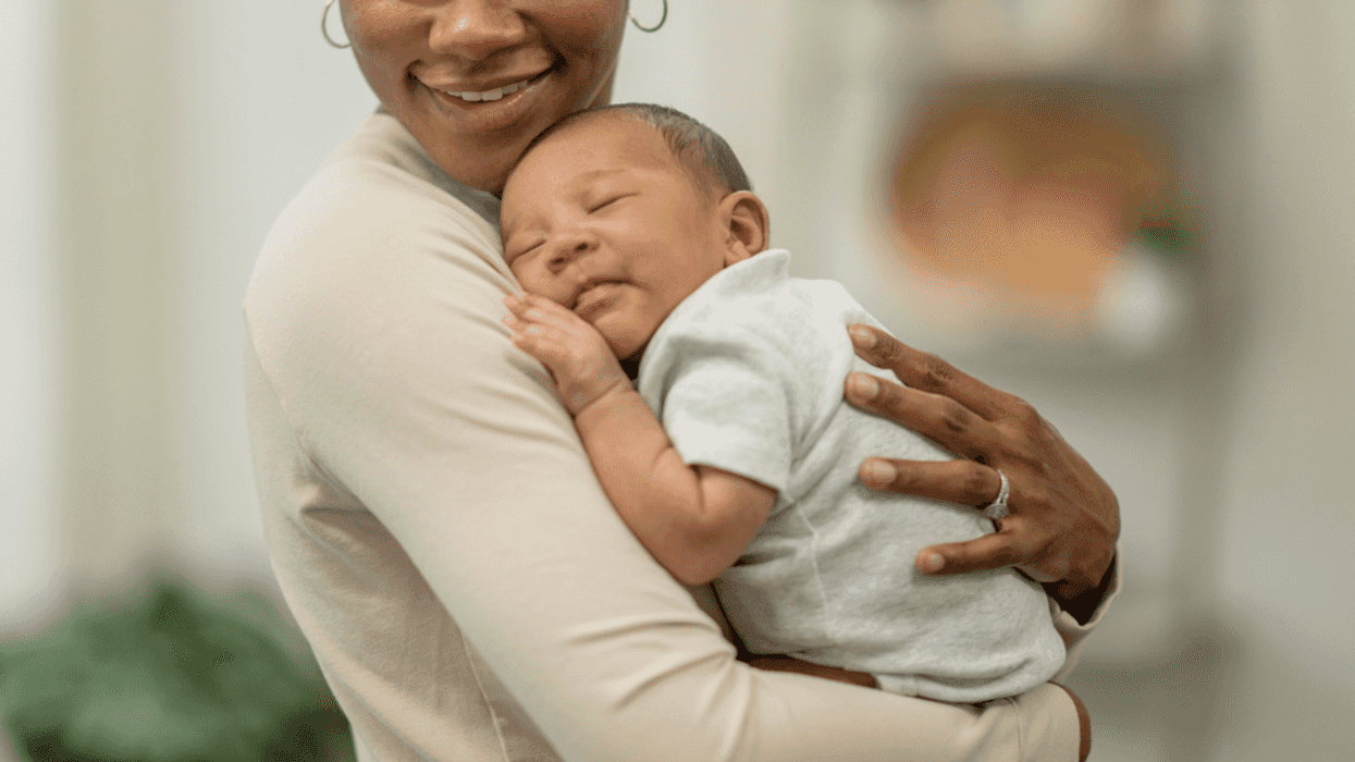 Mom holding baby